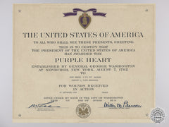 A First War American Purple Heart Award Document