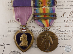 A First War American Purple Heart Pair To The 115Th Infantry Aef