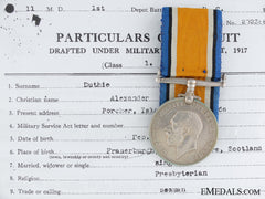 A First War British War Medal To The British Columbia Regiment