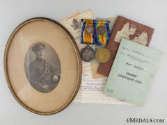 A First War Medal Pair, Portrait, And Documents To The C.f.a.