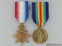 A First War Medal Pair To The Canadian Field Artillery
