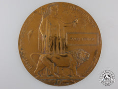 A First War Memorial Plaque; Killed By German Mine 1916