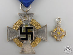A German Faithful Service Cross; 1St Class With Miniature
