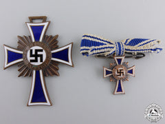 A German Mother's Cross; Bronze Grade With Miniature