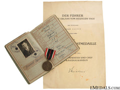 A German Wehrpass, Award Document & Medal
