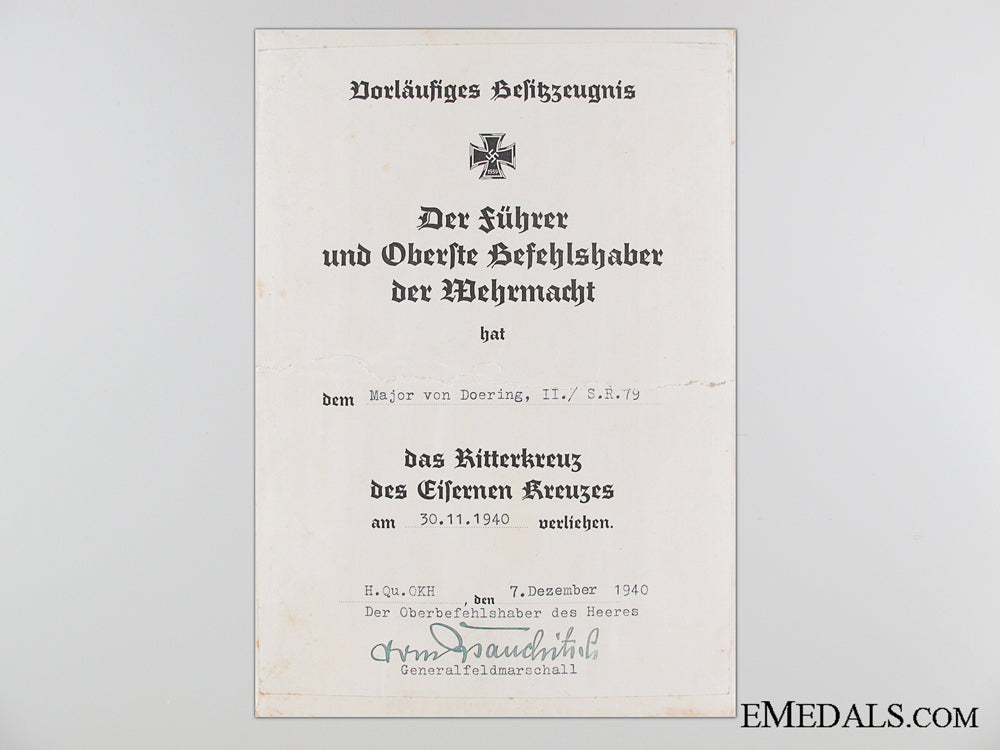 a_knight’s_cross_preliminary_award_document_to_major_von_doering_a_knight___s_cro_53440f160bcd9