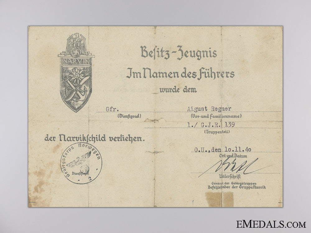 a_narvik_shield_certificate_to_the139_th_mountain_regiment_a_narvik_shield__545ce12669b9b