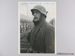 A Period Photograph; German Guard On A Railway Bridge In Bosnia