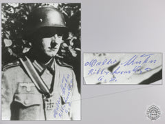 A Post War Signed Photograph Of Knight's Cross Recipient; Walter Kuhn