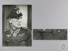 A Post War Signed Photograph Of Knight's Cross Recipient; Amerkamp