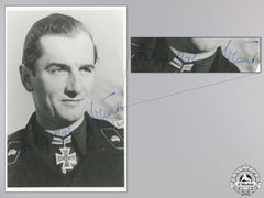 A Post War Signed Photograph Of Knight's Cross Recipient; Nökel