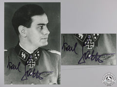 A Post War Signed Photograph Of Knight's Cross Recipient; Sattler