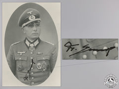 A Post War Signed Photograph Of Knight's Cross Recipient; Jakob