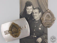 Yugoslavia, Republic. A Rare Corpus Of National Defence Buckle, Badge & Photograph, C.1944