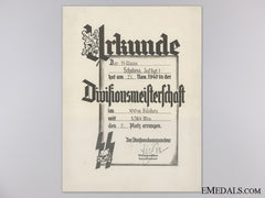 Germany, Ss. A Rare Athletics Award Document To The 1St Infantry Regiment, 1940
