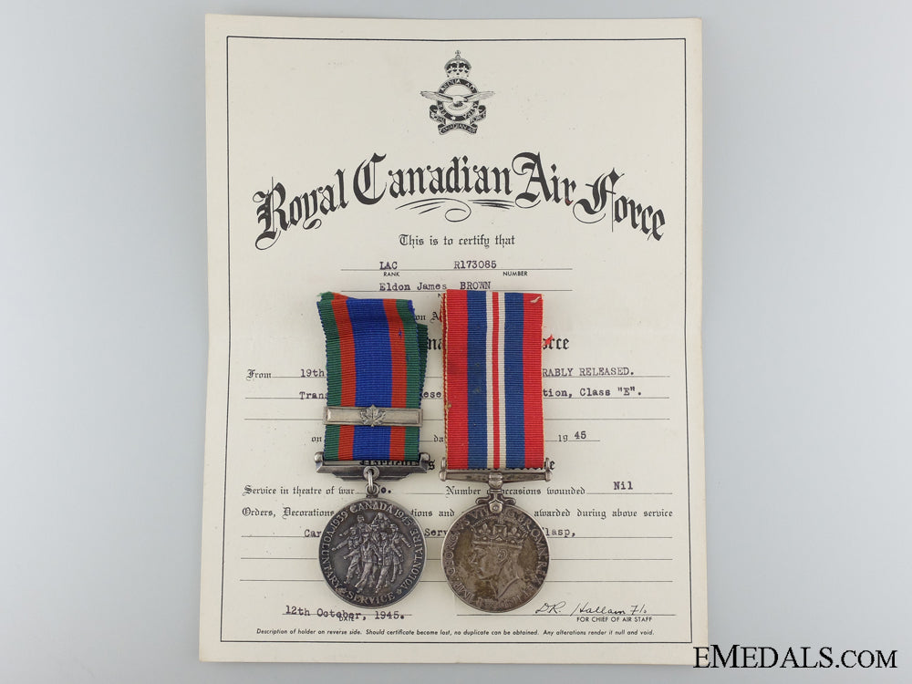 a_second_war_medal_pair_to_lac_brown_royal_canadian_air_force_a_second_war_med_5384ba24099c4