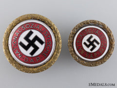 A Set Of Nsdap Golden Party Badge By Deschler