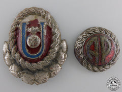 A Set Of Wwii Croatian Ustasha Officer’s Cap Insignia
