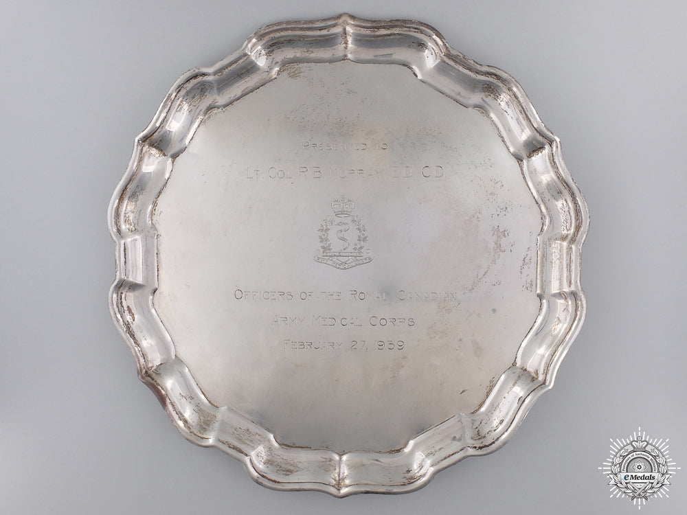a_sterling_silver_rcamc_presentation_plate_to_lieutenant_colonel_murray_a_sterling_silve_54c7fd197157c