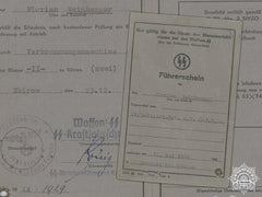 A Waffen Ss Driver's Licence Issued To The 4Th Ss Panzer Artillery Regiment