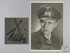 A Wartime Signed Kreigsmarine Knight's Cross Winner Photo; Liebe