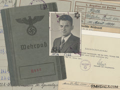 A Wehrpass And Documents To The 353 Regiment; 1940 Accident