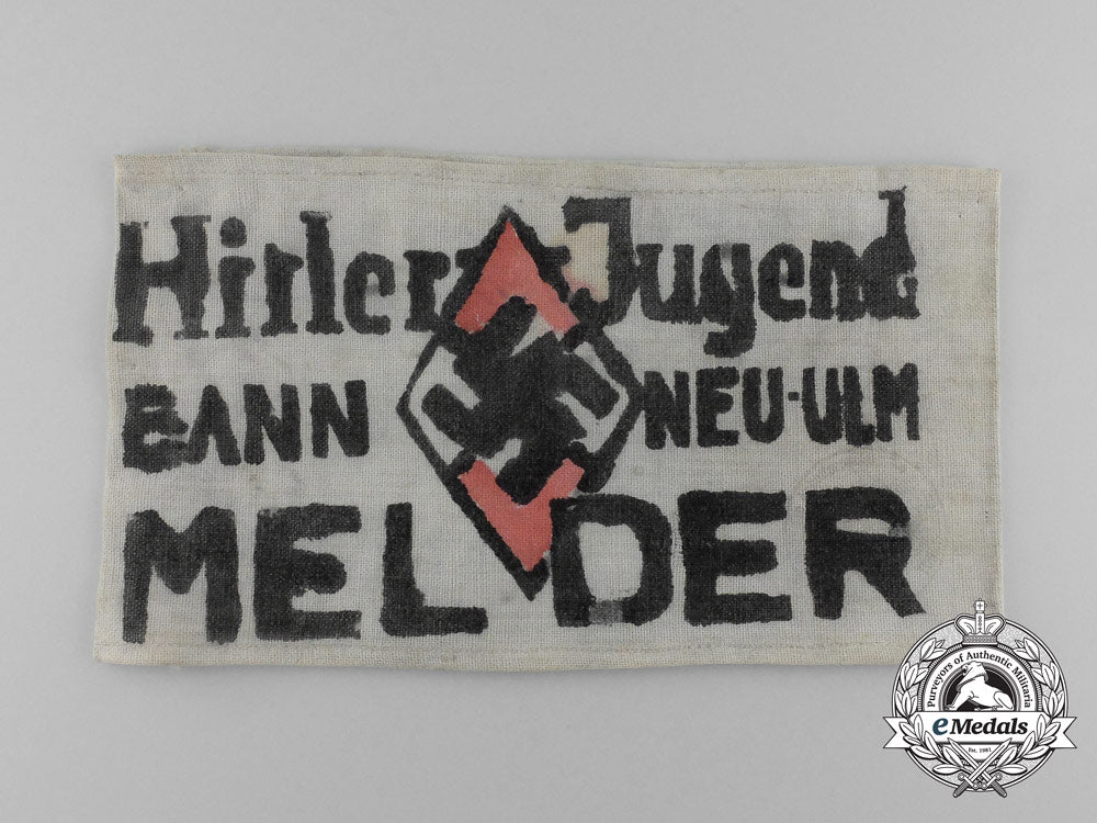 an_early_handcrafted_hj_bann_neu-_ulm_messenger’s_armband;_named_to_karl_tauber_aa_0078