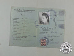 A German/English Preliminary Id Card For Hildegard Hasse