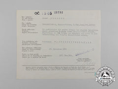 A Croatian/German/Italian Award Document For Bronze Bravery Medal To Josef Brunner