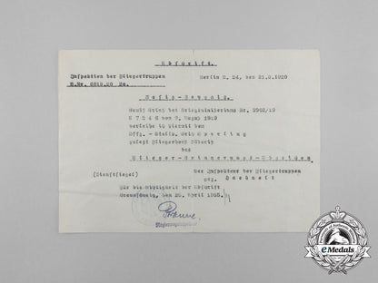 a1920_award_document_for_the_prussian_pilot's_commemorative_badge_to_erich_sperling_aa_1220