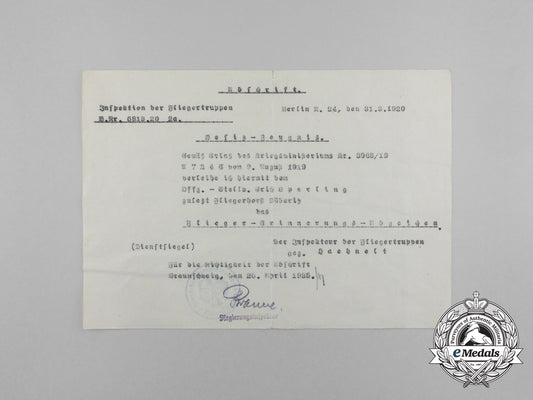 a1920_award_document_for_the_prussian_pilot's_commemorative_badge_to_erich_sperling_aa_1220
