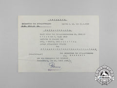 A 1920 Award Document For The Prussian Pilot's Commemorative Badge To Erich Sperling