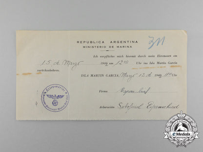 an_historic_argentinian3-_day_leave_pow_pass_for_a_sailor_of_the_scuttled_cruiser_admiral_graf_spee_aa_1268