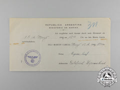 An Historic Argentinian 3-Day Leave Pow Pass For A Sailor Of The Scuttled Cruiser Admiral Graf Spee