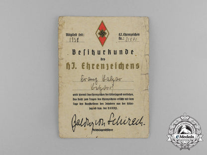 a_golden_hj_honour_badge&_award_certificate_presented_to_franz_balzar_aa_1298