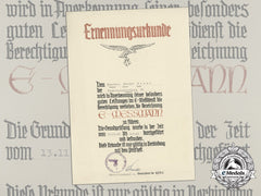 An Appointment Document For Gunner Theodor Blume To Flak “E-Messmann”