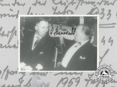 A Post War Signed Photo Of Knight’s Cross Recipient Ss-Sturmbannführer Albert Stenwedel