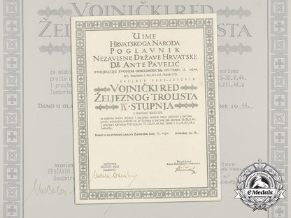croatia,_independent_state._a_military_order_of_trefoil_award_doc._to_art._hauptmann,_i.kos.art.abt./_kuban/_i/55_aa_2255_1_1
