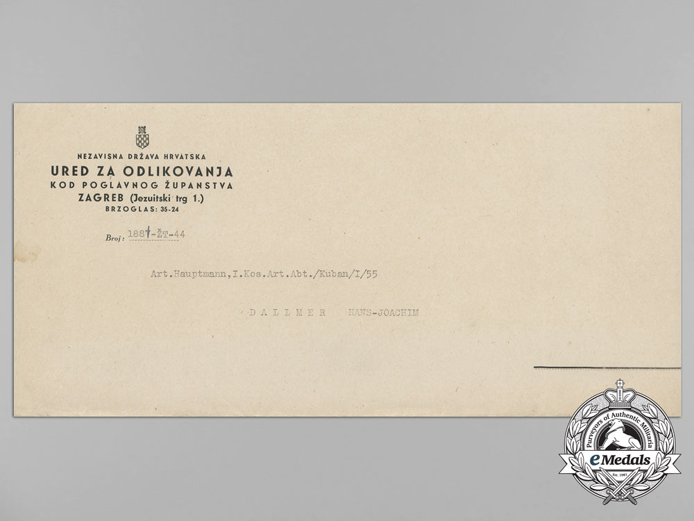 croatia,_independent_state._a_military_order_of_trefoil_award_doc._to_art._hauptmann,_i.kos.art.abt./_kuban/_i/55_aa_2257_1_1