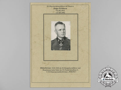 a_post_war_signed_photo_of_ss-_obersturmbannführer_hugo_eichhorn;_knight’s_cross_recipient_aa_2311
