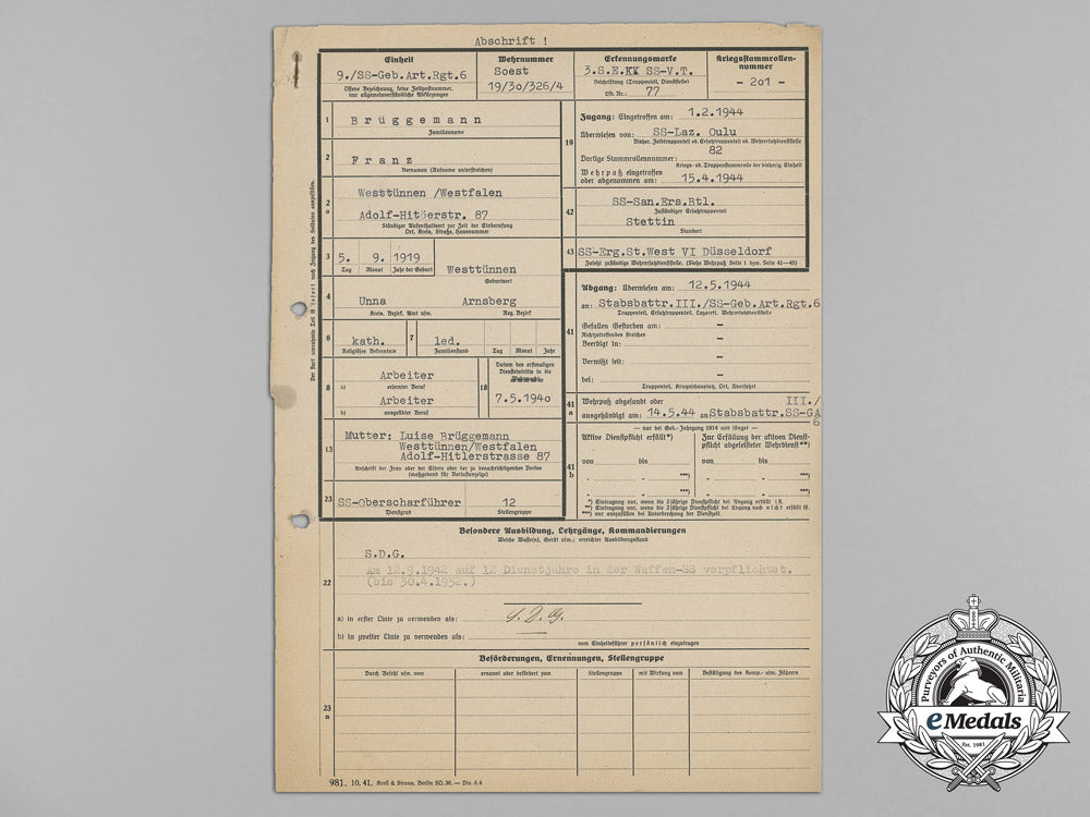 a_waffen-_ss_summary_report_to_a_member_of_the9_th_ss_mountain_artillery_regiment_aa_2348