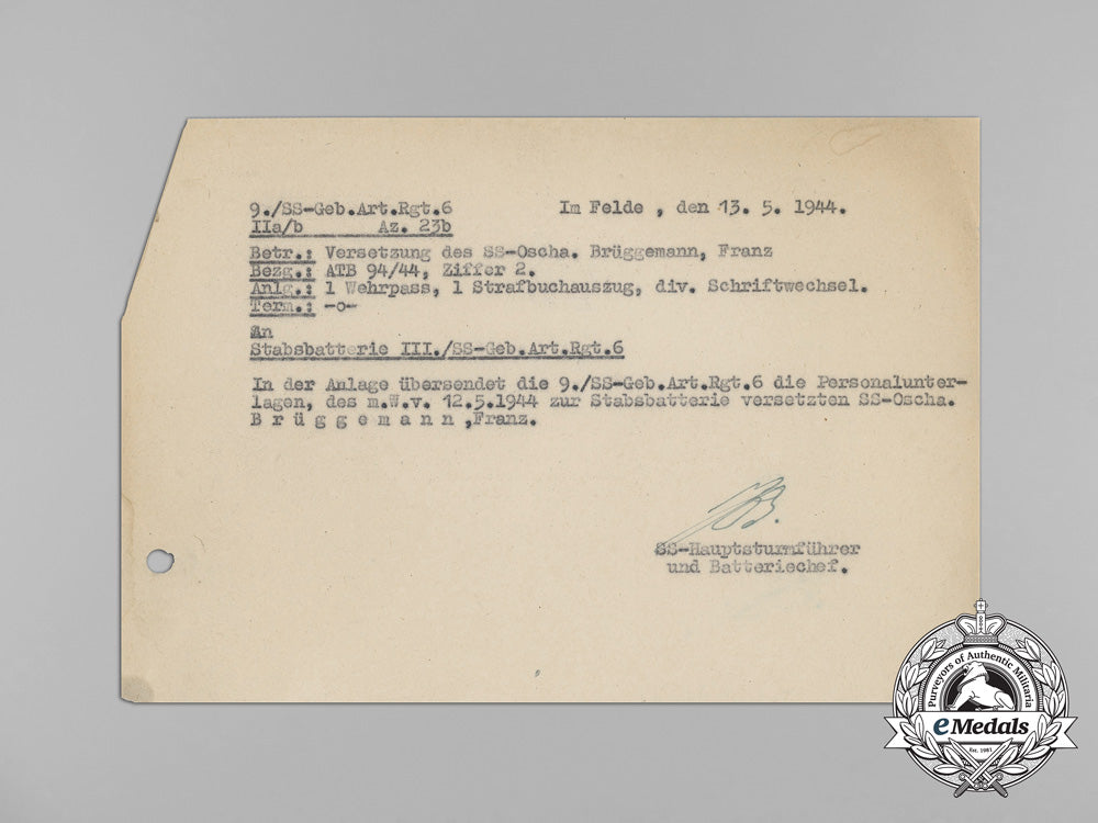 a_waffen-_ss_summary_report_to_a_member_of_the9_th_ss_mountain_artillery_regiment_aa_2351