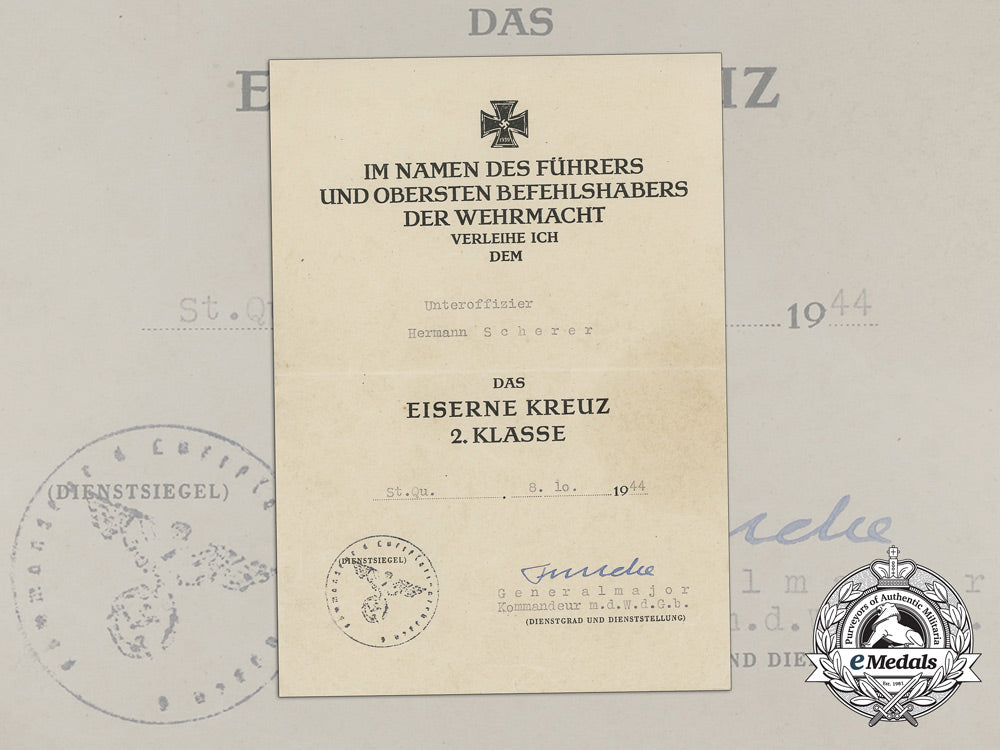 an_award_document_for_an_iron_cross1939_second_class_to_nco_hermann_scherer_aa_2617