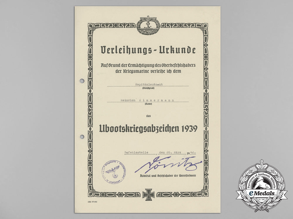 a_document_grouping_to_u-136_commander_heinrich_zimmermann;_kia1942_aa_2994