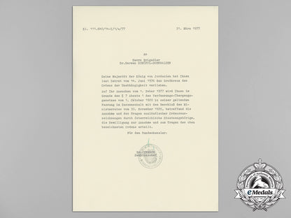 an_award_document_for_an_order_of_independence_of_jordan_to_austrian_military_attaché_aa_3362_1_1