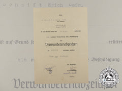 A Black Grade Wound Badge Document To Panzer Grenadier Regiment 63