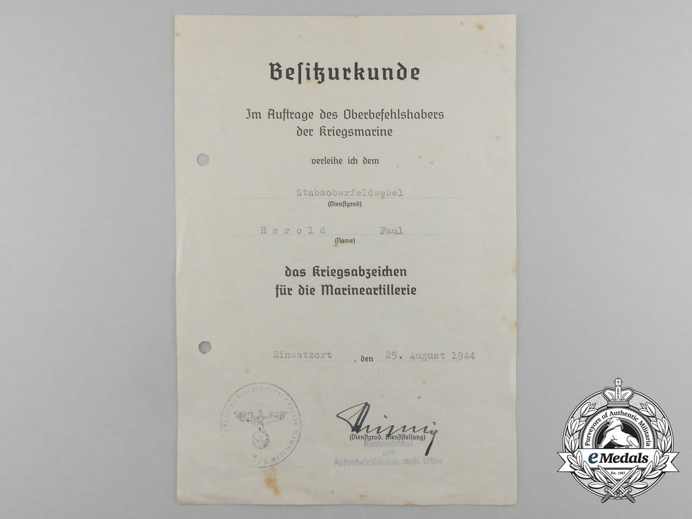 a_naval_artillery_war_badge_award_document_signed_by_rear_admiral_stichling_aa_3700