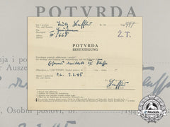 A Wwii Croatian Preliminary Award Document (Vorschlag) For The Order Of Iron Trefoil