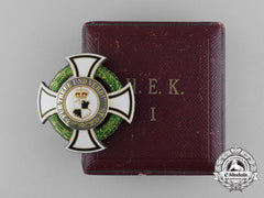A Prussian House Order Of Hohenzollern In Gold; First Class Cross With Case