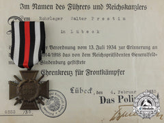 A Cased Named Honour Cross Of The World War 1914/1918 By Orden-Herstellergemeinschaft
